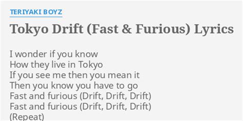 Speed Lyrics by Atari Teenage Riot from the The Fast and the Furious: Tokyo Drift [Original Soundtrack] album- including song video, artist biography, translations and more: News, Drug abuse to the future and the hippocrytes cry: Who dies next? And I tell you a story from the underground no…